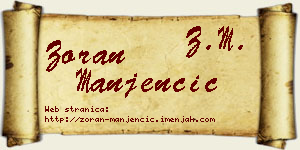 Zoran Manjenčić vizit kartica